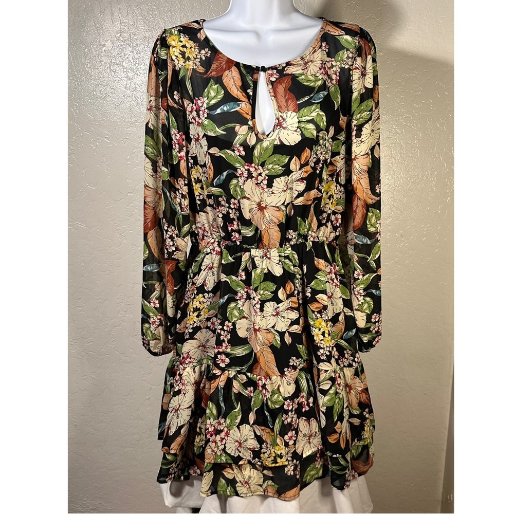 Code x Mode Sheer Floral Mini Dress with Pockets